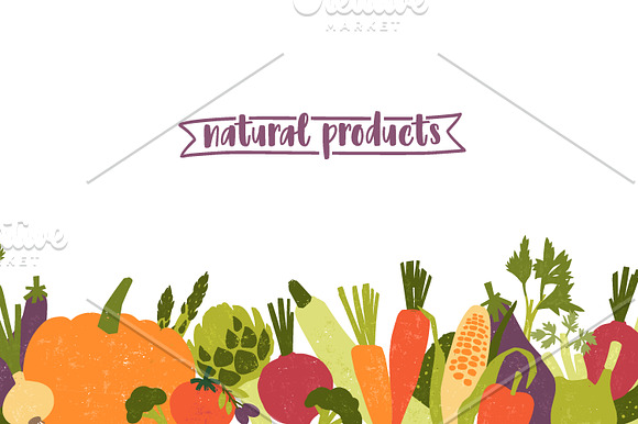 Vegetables set and seamless pattern in Illustrations - product preview 10