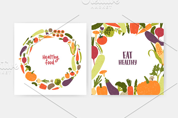 Vegetables set and seamless pattern in Illustrations - product preview 11