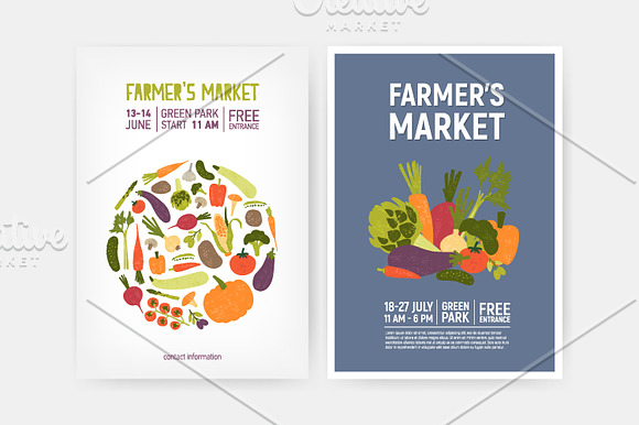 Vegetables set and seamless pattern in Illustrations - product preview 12