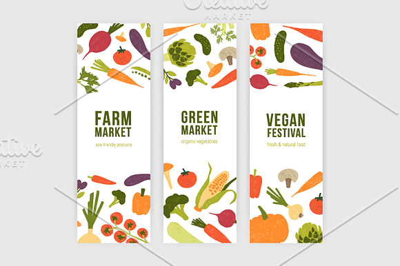 Vegetables set and seamless pattern in Illustrations - product preview 14