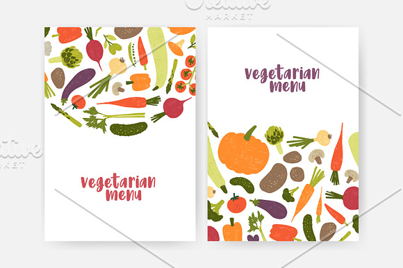 Vegetables set and seamless pattern in Illustrations - product preview 18