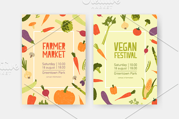 Vegetables set and seamless pattern in Illustrations - product preview 19