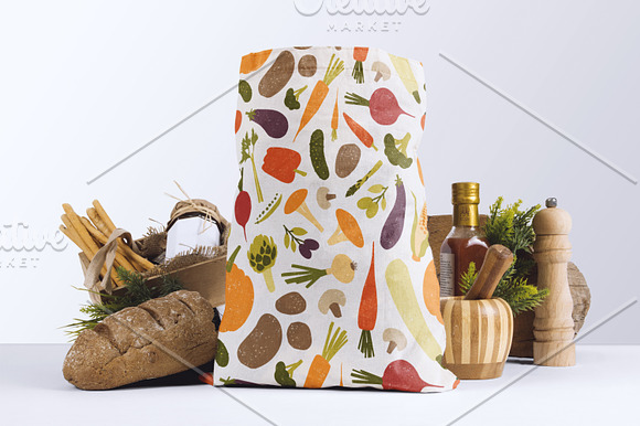 Vegetables set and seamless pattern in Illustrations - product preview 20