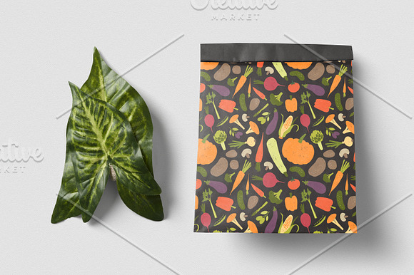 Vegetables set and seamless pattern in Illustrations - product preview 22