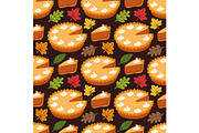 Cute Seamless Pattern with Pumpkin