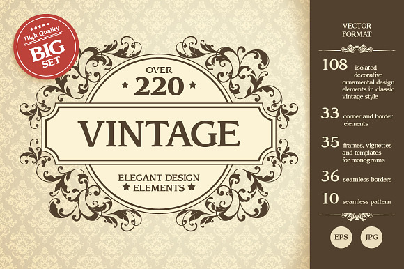 Vintage design elements set in Objects - product preview 5
