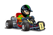 Cartoon kart racer isolated on white