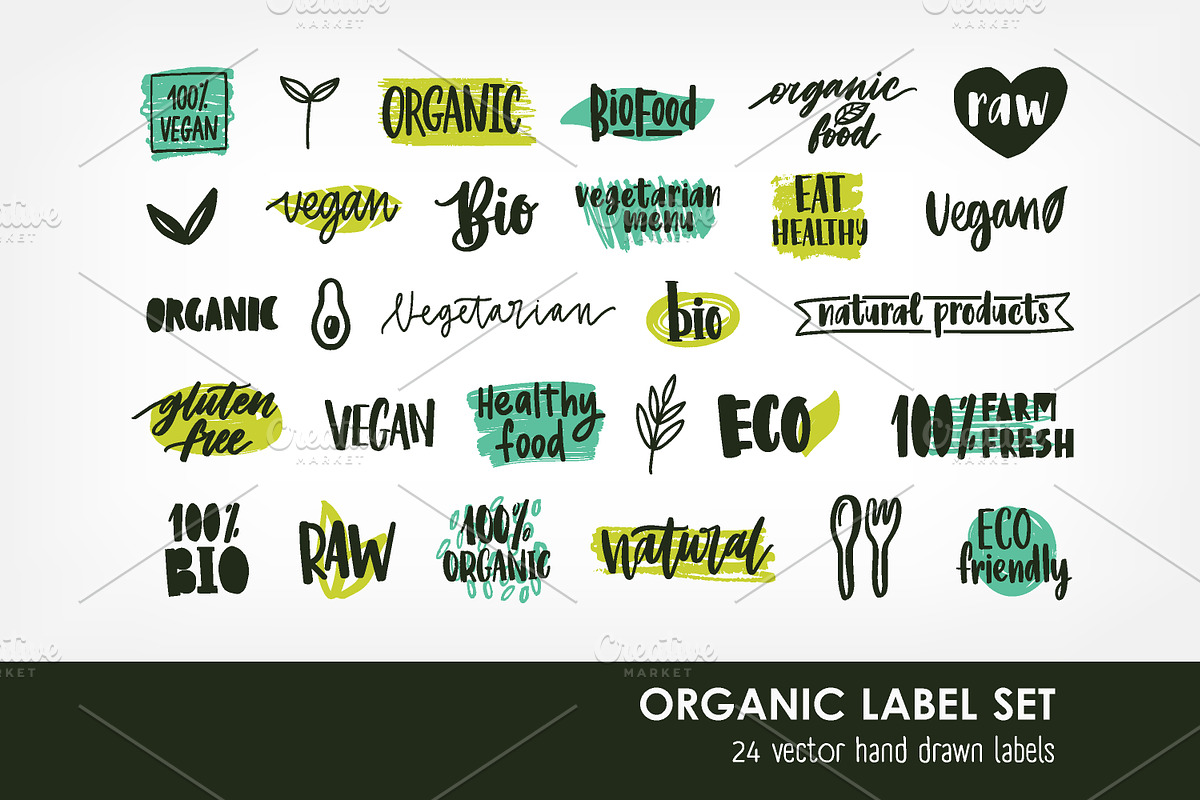 Organic labels set in Objects - product preview 8
