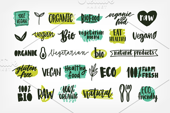 Organic labels set in Objects - product preview 1