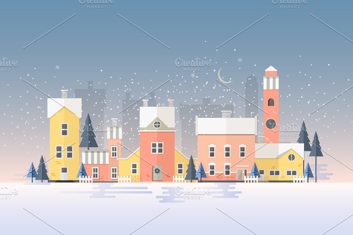 City in winter in Illustrations - product preview 8