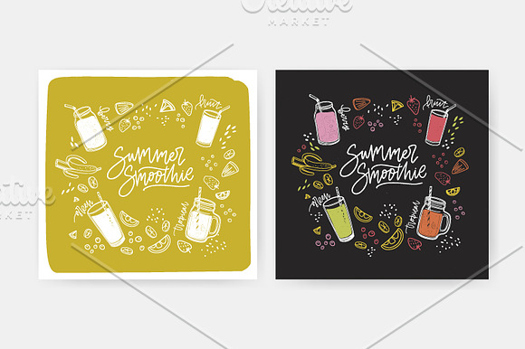 Smoothies in glasses, bottles, jars in Illustrations - product preview 3