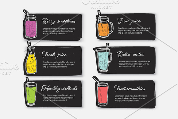 Smoothies in glasses, bottles, jars in Illustrations - product preview 5