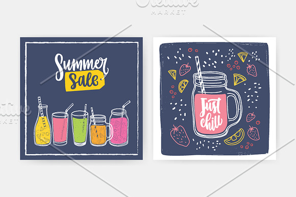 Smoothies in glasses, bottles, jars in Illustrations - product preview 6