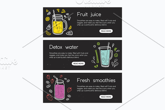 Smoothies in glasses, bottles, jars in Illustrations - product preview 9