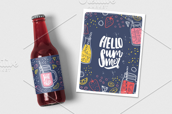 Smoothies in glasses, bottles, jars in Illustrations - product preview 22