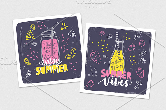 Smoothies in glasses, bottles, jars in Illustrations - product preview 24