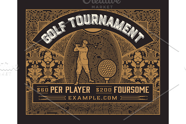 Golf tournament template. Vintage