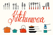 27 hand drawn kitchenware objects