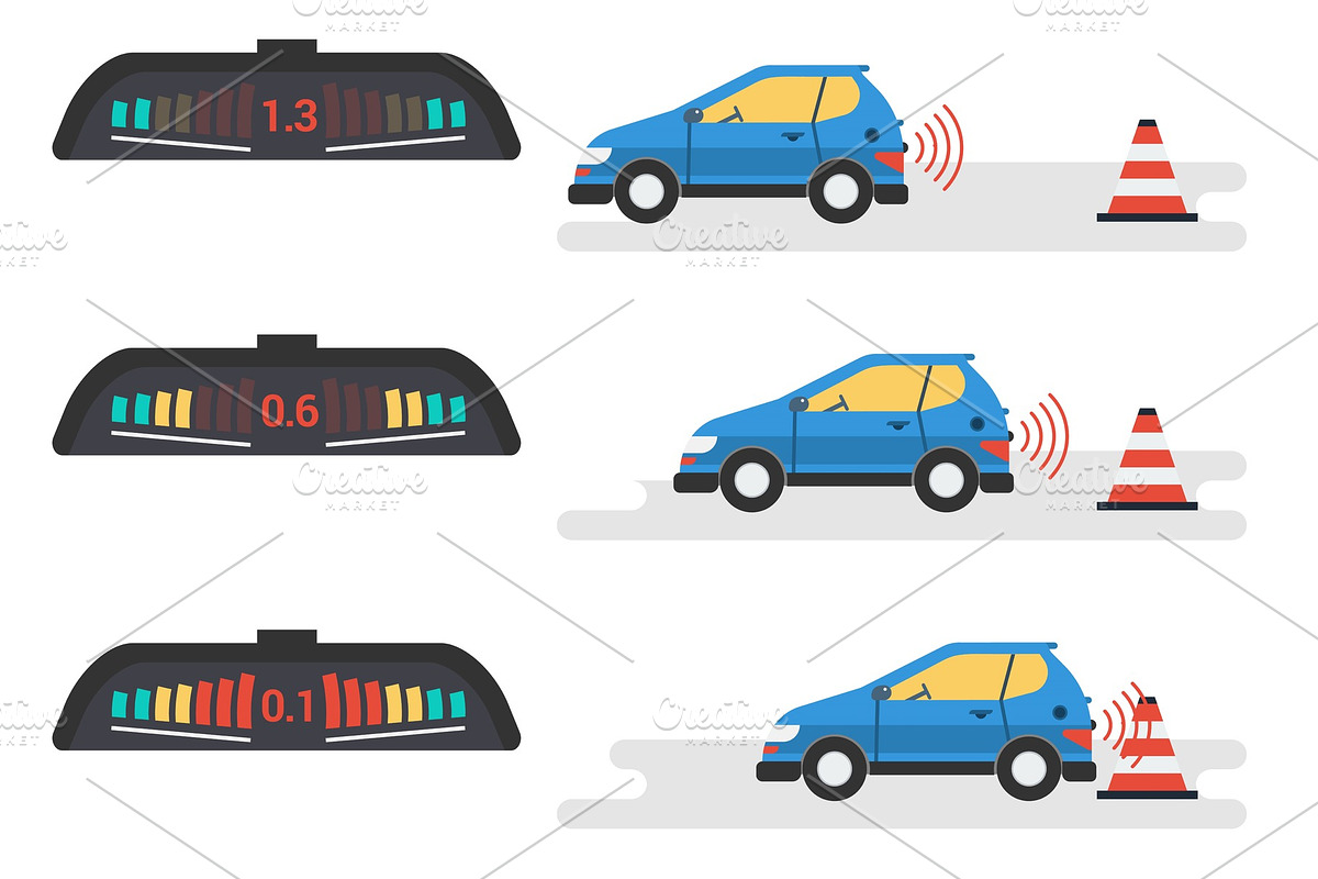 Car parktronic infographic - three in Illustrations - product preview 8