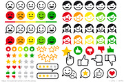 Rating, review flat vector icons