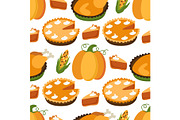 Cute Seamless Pattern with Pumpkin