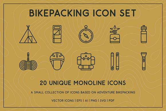 Line Icons | Bikepacking Icon Set in Icons - product preview 5