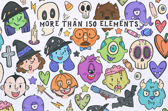 Halloween BUNDLE + 150 ELEMENTS! in Illustrations - product preview 1