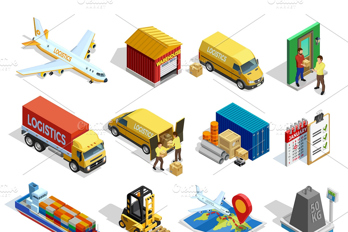 Logistics isometric icons set in Icons - product preview 8