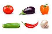 Set of fresh vegetables icons