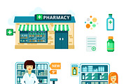 Pharmacy icon set