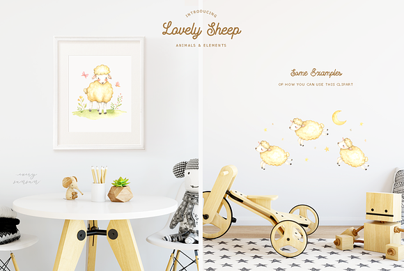 Lovely Sheep Watercolor Clip Art in Illustrations - product preview 4