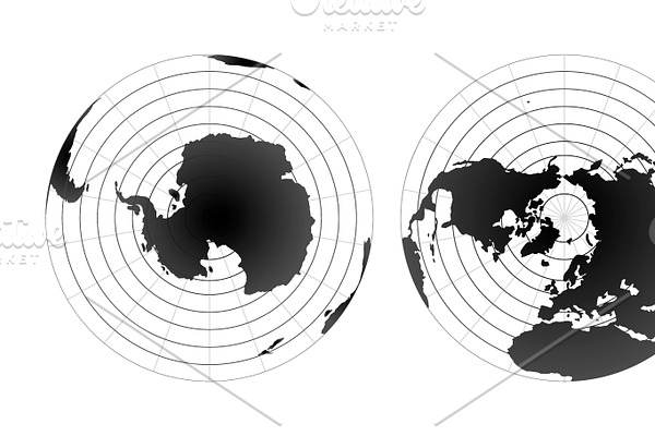 Arctic and antarctic poles maps