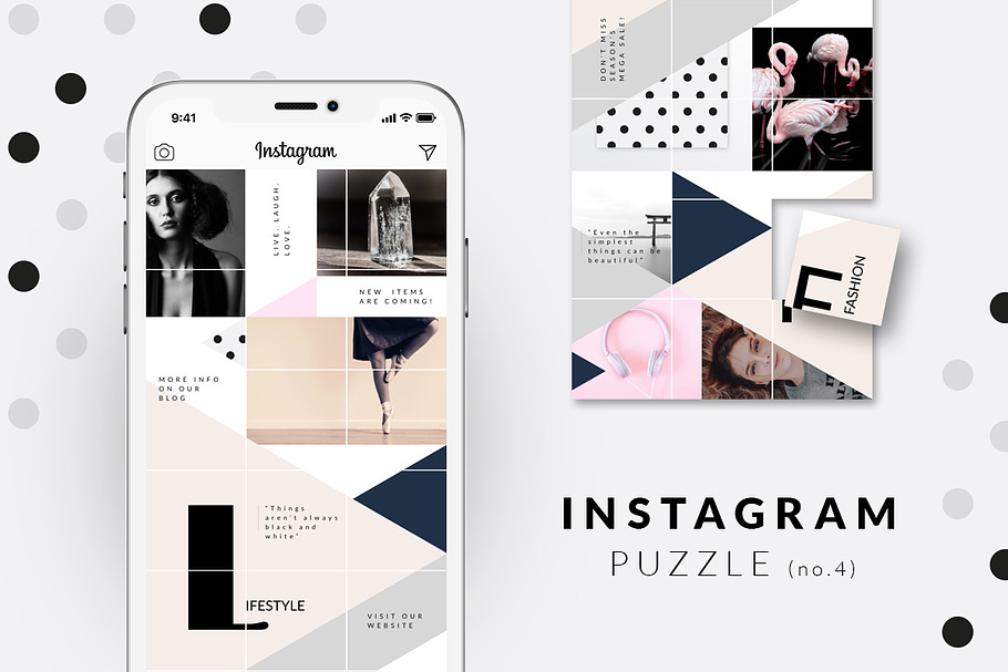 Instagram PUZZLE template -Geometric in Instagram Templates - product preview 8