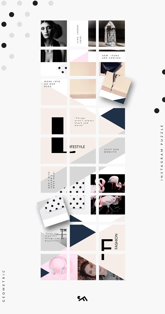 Instagram PUZZLE template -Geometric in Instagram Templates - product preview 1