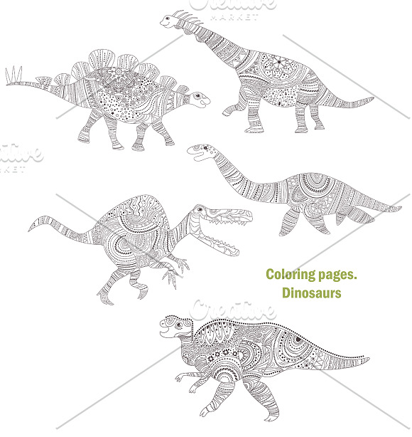 Dinosaurs. Coloring pages in Graphics - product preview 1