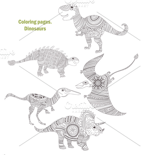 Dinosaurs. Coloring pages in Graphics - product preview 2