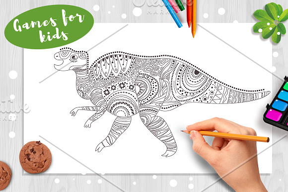 Dinosaurs. Coloring pages in Graphics - product preview 3