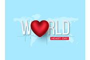 World heart day concept. 3d red