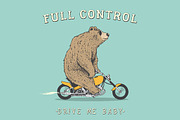 bear is riding on motorcycle