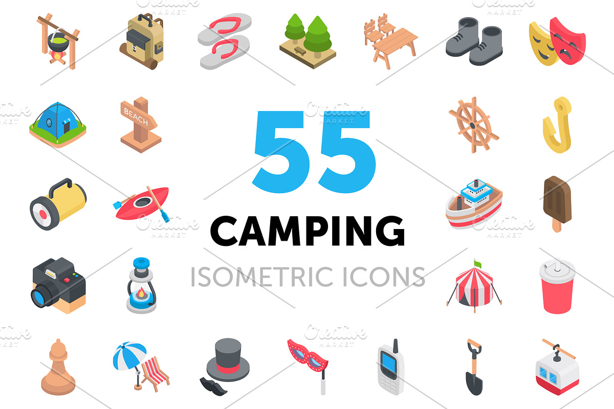 55 Camping Isometric Icon in Icons - product preview 8