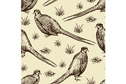 Seamless pattern with pheasants.