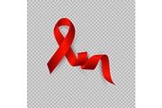 Realistic red ribbon. Symbol of