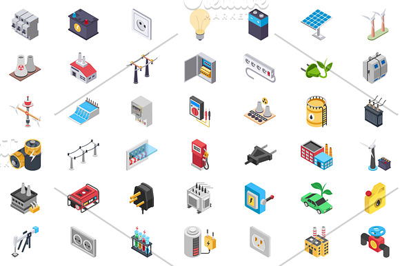 70 Energy Isometric Icons Set in Icons - product preview 1