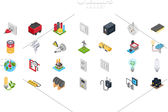 70 Energy Isometric Icons Set in Icons - product preview 2