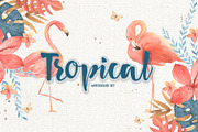 Tropical set. Flamingo 