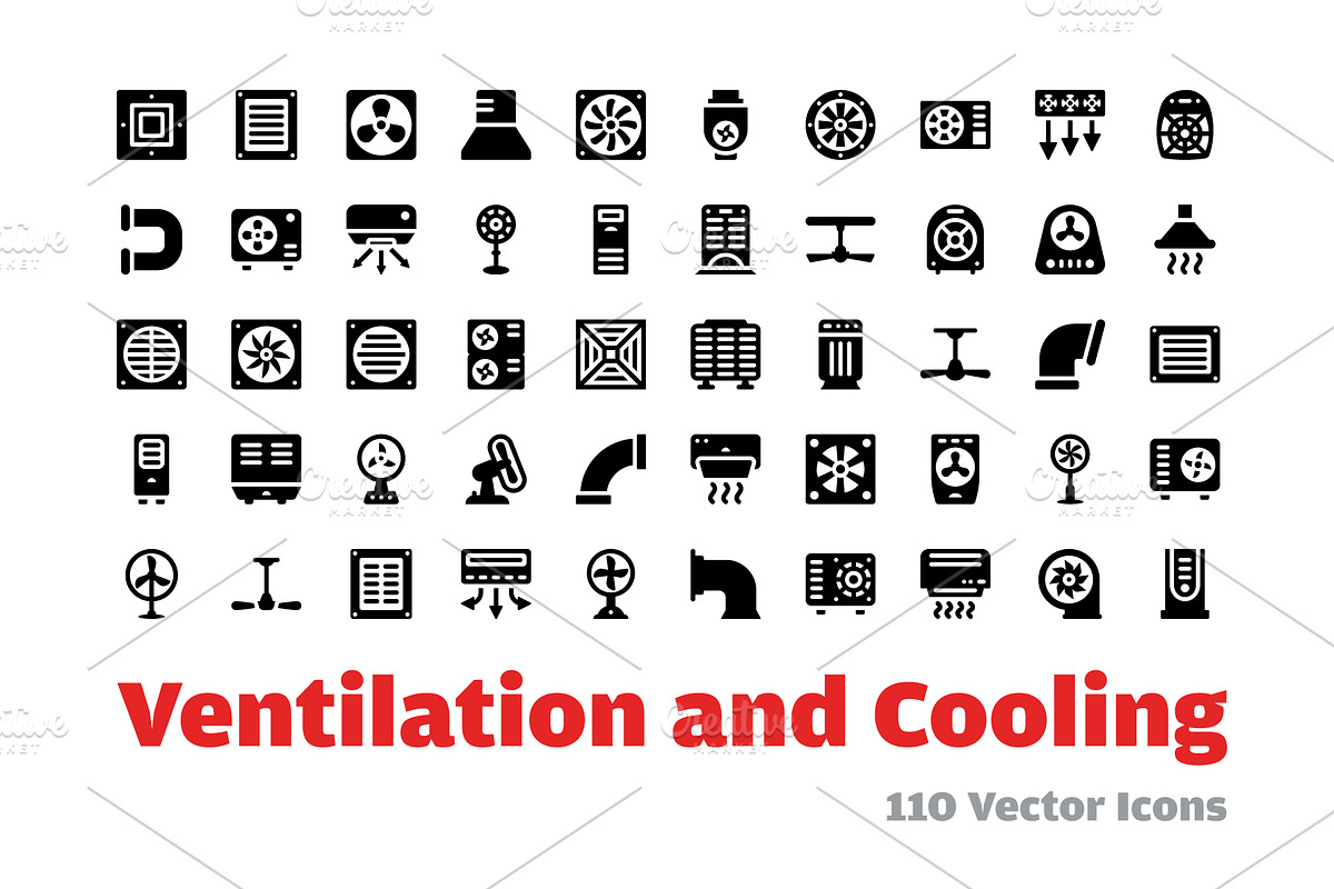 110 Ventilation and Cooling Icons in Icons - product preview 8