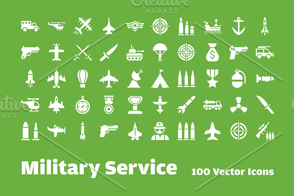 100 Military Service Vector Icons
