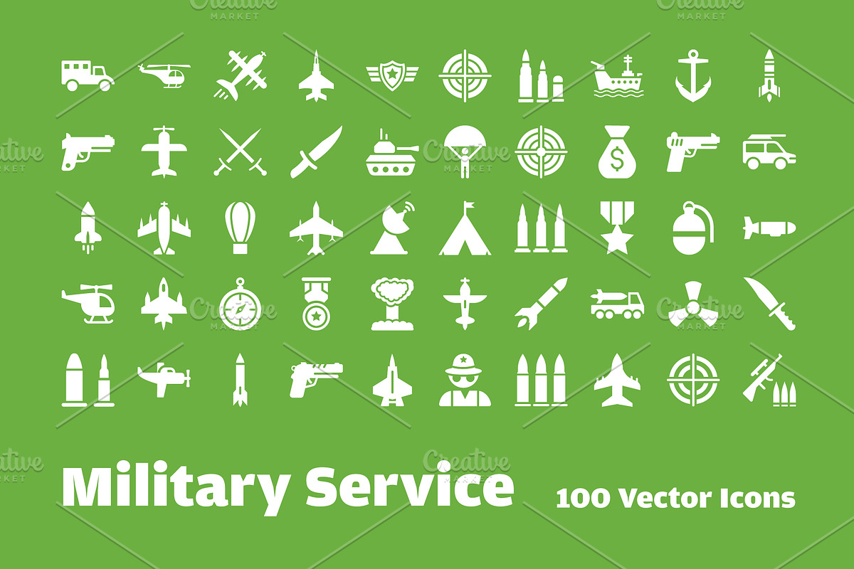 100 Military Service Vector Icons in Icons - product preview 8