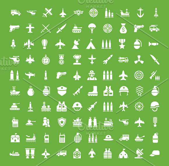 100 Military Service Vector Icons in Icons - product preview 1