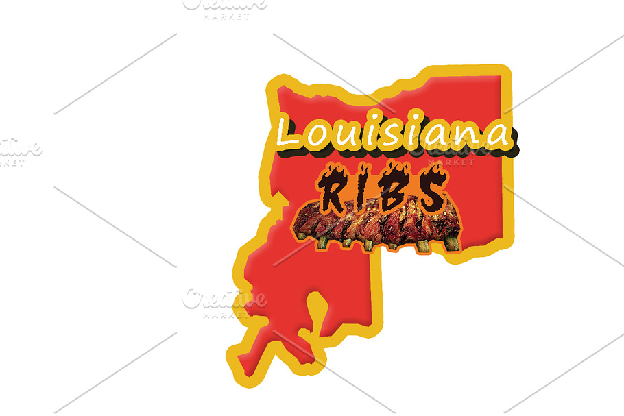 Lousiana Ribs Logo Template